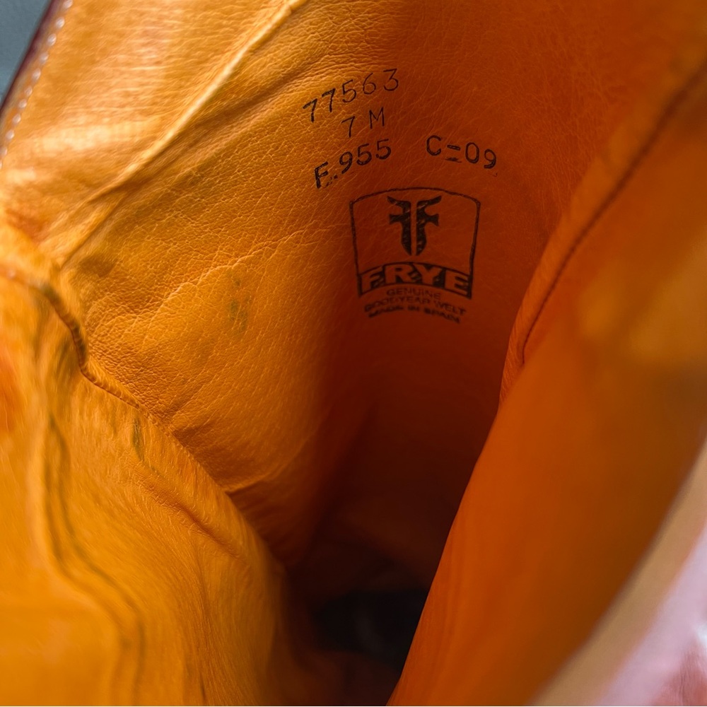 Vintage Frye Riding Boots Sz 7 M Dorado Knee High Redwood Pull On 77563 Spain - Picture 8 of 14